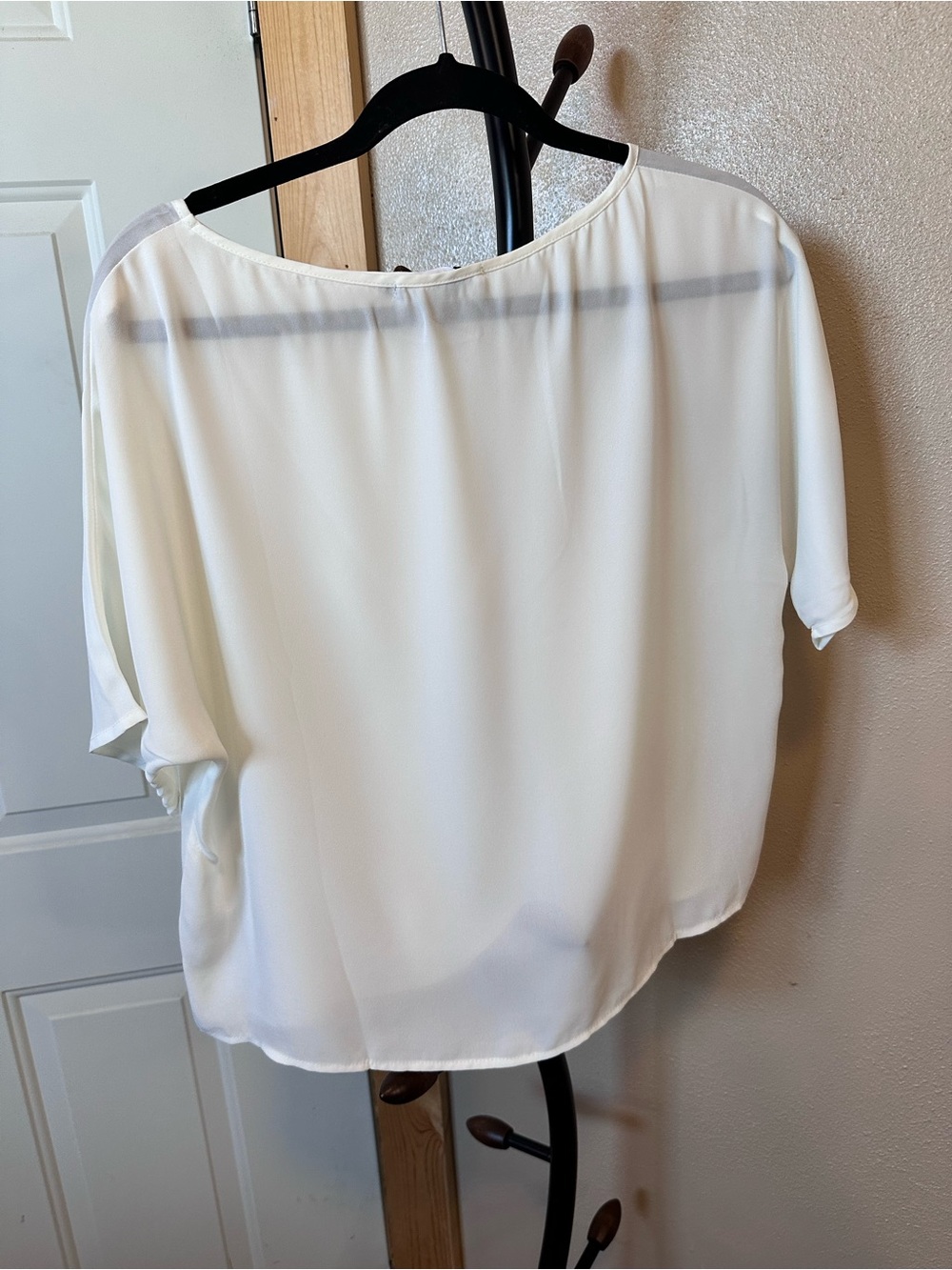 Sheer White Short-Sleeve Cropped Blouse - Lightweight Summer Top - Picture 8 of 9